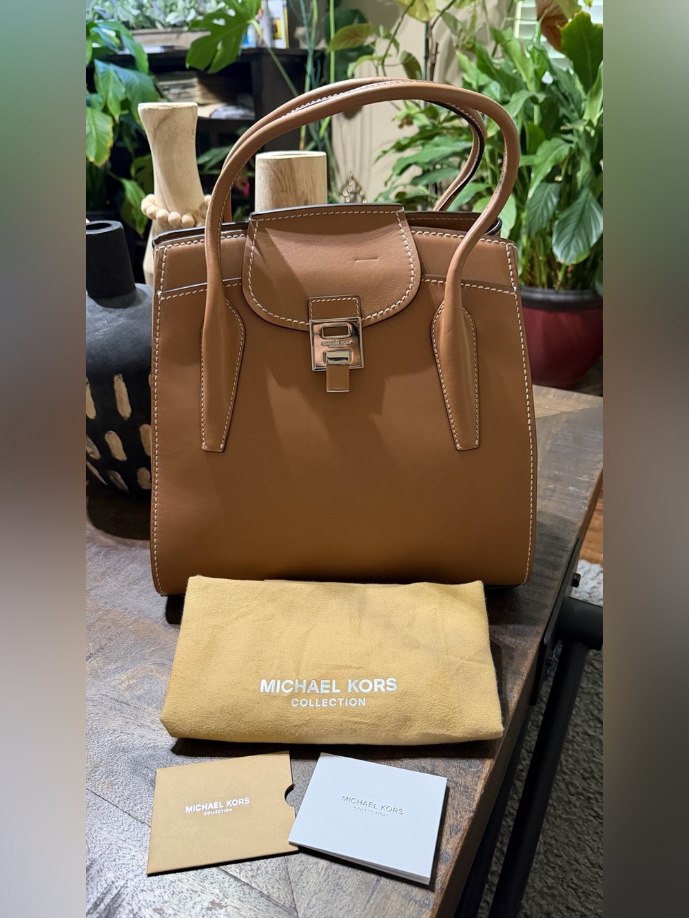 NWT Michael Kors Collection Bancroft Large Satchel Acorn Italian Leather